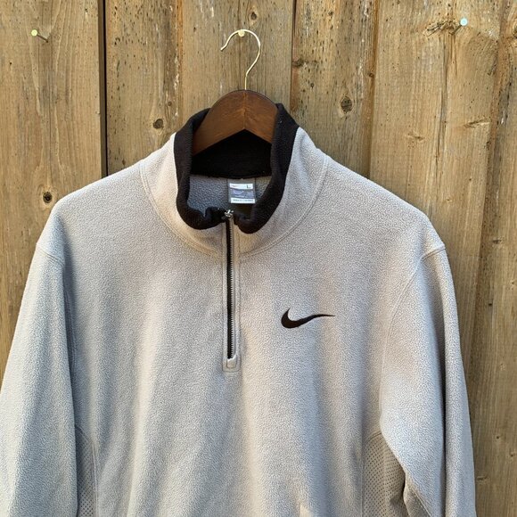 Vintage Gray Tab Fleece Nike Half Zip Therma Jacket Large - Picture 1 of 5